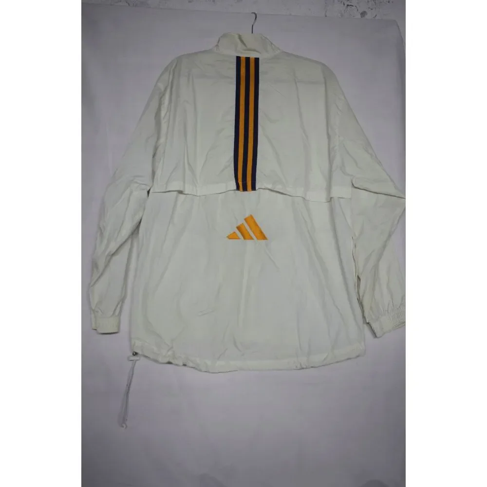 Vintage Adidas Windbreaker Jacket White & Yellow Stripe Logo Large